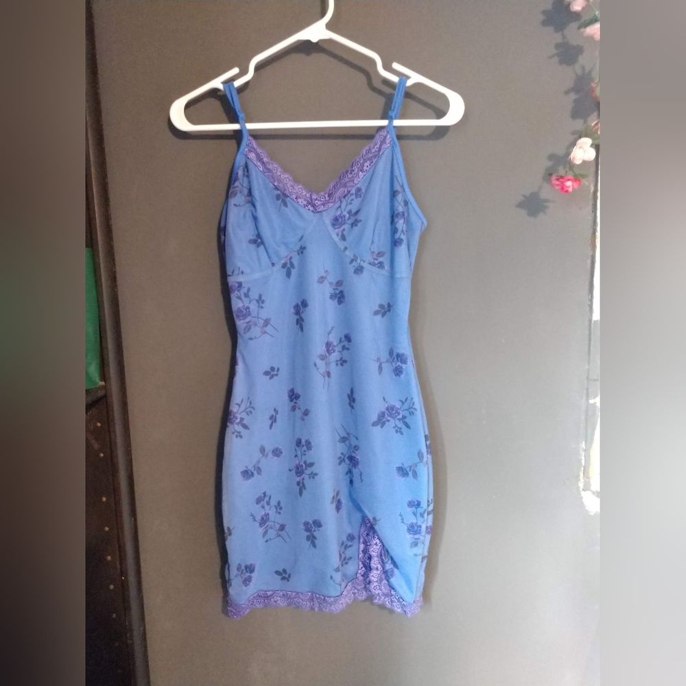 Rue 21 Indigo Rose Mesh Lace Trim Cami Dress